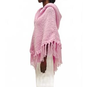 NEW GOGO SWEATERS short soft wool hooded poncho in strawberry pink